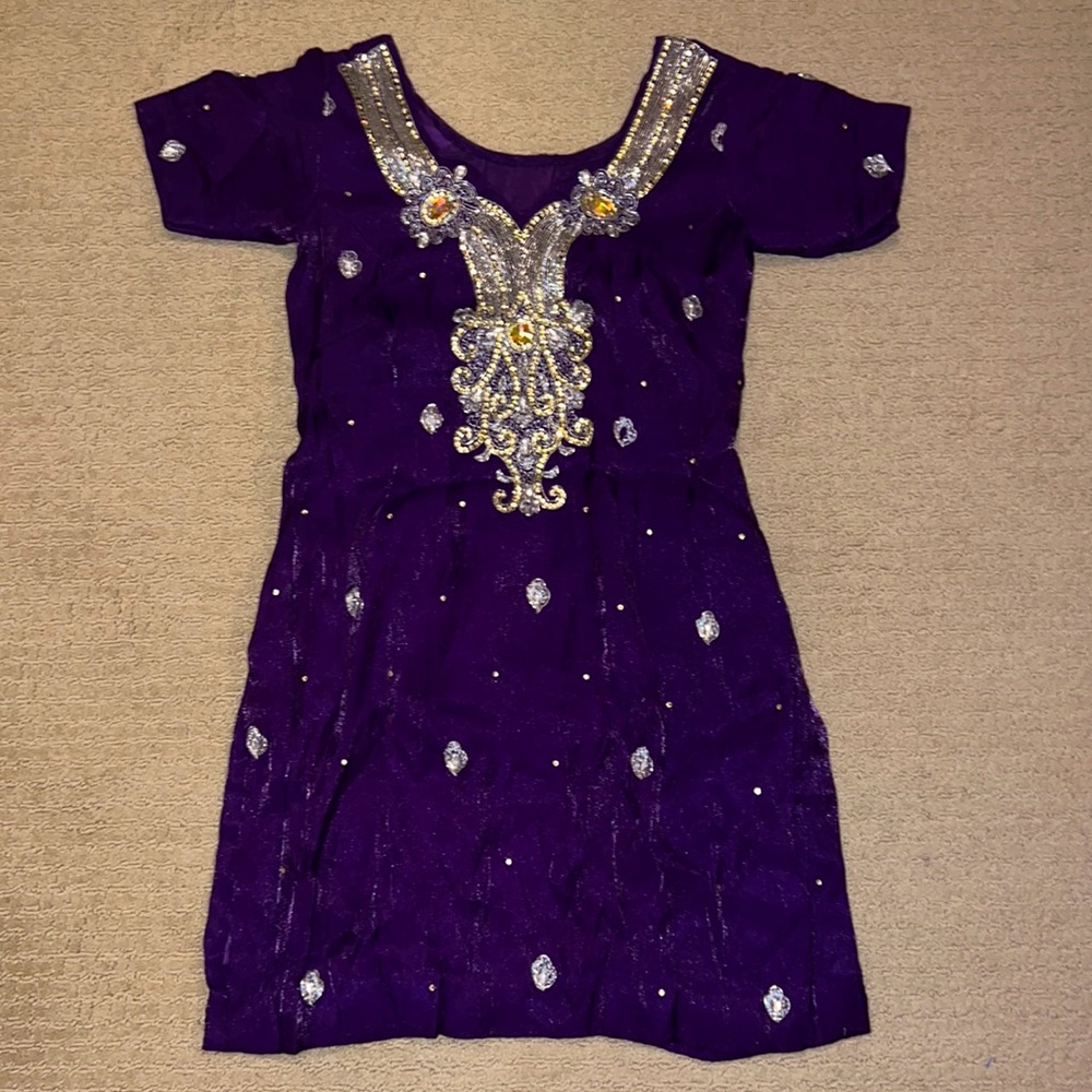 Purple satin Punjabi Suit top